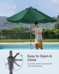 Songmics 3 M Parasol Umbrella, Sun Shade, Octagonal Polyester Canopy, With Tilt And Crank Mechanism, For Outdoor Gardens, Balcony - thumbnail 3