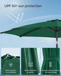 Songmics 3 M Parasol Umbrella, Sun Shade, Octagonal Polyester Canopy, With Tilt And Crank Mechanism, For Outdoor Gardens, Balcony - thumbnail 5