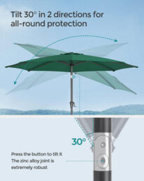 Songmics 3 M Parasol Umbrella, Sun Shade, Octagonal Polyester Canopy, With Tilt And Crank Mechanism, For Outdoor Gardens, Balcony - thumbnail 4
