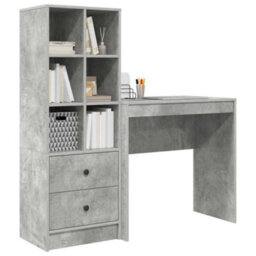 Berkfield Desk With Storage Concrete Grey Engineered Wood - thumbnail 3