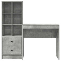 Berkfield Desk With Storage Concrete Grey Engineered Wood - thumbnail 7