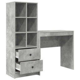 Berkfield Desk With Storage Concrete Grey Engineered Wood - thumbnail 6