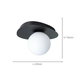Eglo Castrovido Matte Glass & Steel Modern Bathroom Wall Light, Black - thumbnail 4