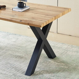 HomeTouch Livee Live Edge Dining Table With Sturdy Metal Legs, 160Cm Oak Wood Veneer Kitchen Dinner Table For Dining Room Office - thumbnail 7