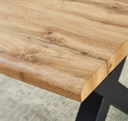 HomeTouch Livee Live Edge Dining Table With Sturdy Metal Legs, 160Cm Oak Wood Veneer Kitchen Dinner Table For Dining Room Office - thumbnail 8