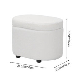 Living And Home Modern White Teddy Fleece Storage Ottoman With Plastic Legs, 60Cm W X 40Cm D X 45Cm H - thumbnail 6