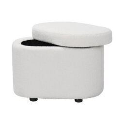 Living And Home Modern White Teddy Fleece Storage Ottoman With Plastic Legs, 60Cm W X 40Cm D X 45Cm H - thumbnail 4