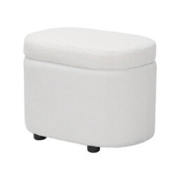 Living And Home Modern White Teddy Fleece Storage Ottoman With Plastic Legs, 60Cm W X 40Cm D X 45Cm H - thumbnail 3