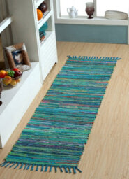 Second Nature Online Festival Recycled Cotton Blend Rag Rug In Varied Colourways Indoor And Outdoor Use / 60 Cm X 210 Cm / Green