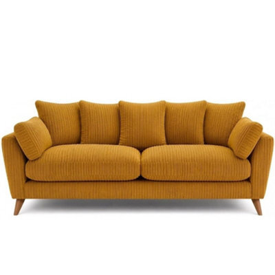 BlissFurniture Ltd Bliss Furniture Harlow Jumbo Cord 3 Seater Sofa, Modern Tailored Design, Plush Seating Ribbed Texture In Mustard - image 1