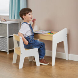 Liberty House Toys Kid's White And Pine Desk And Chair Set - thumbnail 1