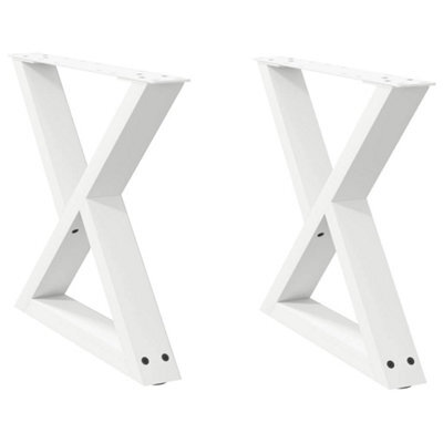 Berkfield Modern Coffee Table Legs 2 Pcs White 60X(42-43.3) Cm Steel