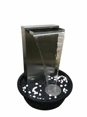 Outdoor Living UK Solar Karachi Stainless Steel Modern Metal Water Feature With Cover