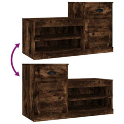 Walplus Shoe Cabinet Smoked Oak 100X42X60 Cm Engineered Wood - thumbnail 9