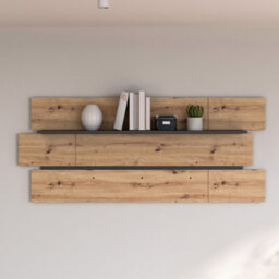 Furniture To Go Klara Wall Shelf Artisan Oak / Uni Wolfram Grey Finish - thumbnail 5