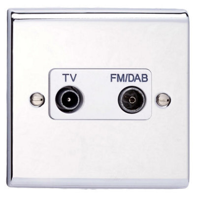 Deta Sd1265Chw Tv/fm (Dab) Diplexer Outlet (Polished Chrome / White Insert)