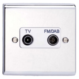 Deta Sd1265Chw Tv/fm (Dab) Diplexer Outlet (Polished Chrome / White Insert)