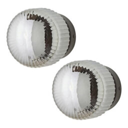Valuelights Calpe Pair Of Matte Black Flush Wall Lights With Ribbed Smoked Shade