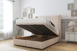 "Sloomy Devonshire Sand Naples Ottoman Bed Base With 54"" Wingback Headboard 2'6 Small Single" - thumbnail 2