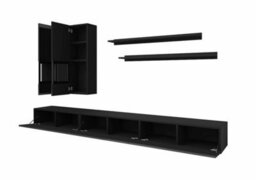 Arte Sleek Athens Entertainment Unit For Tvs Up To 75 Inches - Black Gloss & Matt Finish With Optional Led Lighting - thumbnail 3
