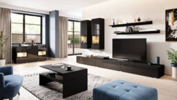 Arte Sleek Athens Entertainment Unit For Tvs Up To 75 Inches - Black Gloss & Matt Finish With Optional Led Lighting - thumbnail 5