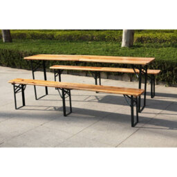 Birchtree 3 Piece Wooden Folding Picnic Dining Outdoor Table Bench Set 2.2M - thumbnail 2