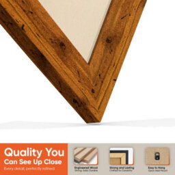 "30X17"" Rustic Oak Modern Vinyl Record Frame With Ivory Mount For 12 Inch Lp Album Cover & Disc - Ak Frames" - thumbnail 3