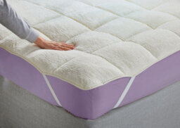 Double Sherpa Fleece Mattress Topper  Reversible Winter/summer Comfort, Elastic Straps, Machine Washable - thumbnail 1