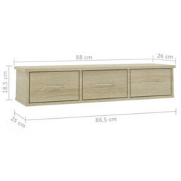 Walplus Wall-Mounted Drawer Shelf Sonoma Oak 88X26X18.5 Cm Engineered Wood - thumbnail 7