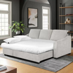 Xample Coddle Aria Beige Fabric Convertible Sofa Bed With Reversible Chaise Storage, Pull-Out Bed, Pocket Coil Seat Cushion & Wood Legs - thumbnail 2