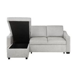 Xample Coddle Aria Beige Fabric Convertible Sofa Bed With Reversible Chaise Storage, Pull-Out Bed, Pocket Coil Seat Cushion & Wood Legs - thumbnail 6
