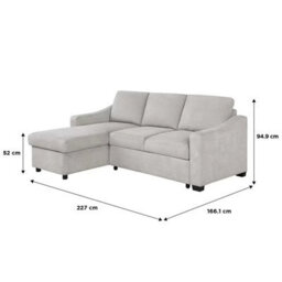 Xample Coddle Aria Beige Fabric Convertible Sofa Bed With Reversible Chaise Storage, Pull-Out Bed, Pocket Coil Seat Cushion & Wood Legs - thumbnail 8
