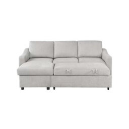 Xample Coddle Aria Beige Fabric Convertible Sofa Bed With Reversible Chaise Storage, Pull-Out Bed, Pocket Coil Seat Cushion & Wood Legs - thumbnail 4