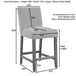 The Furniture Market Monty Bar Stool Modern Minimalist Design Oak Solid Wood Legs Comfortable Foam Seat Kitchen Counter Stool Natural Oatmeal Fabric - thumbnail 7