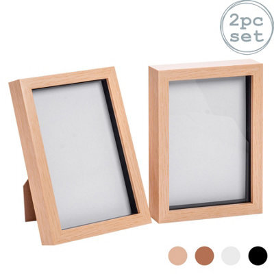 "Nicola Spring A5 (6 X 8"") Photo Frames - Light Wood 3D Photo Frame Picture Frame Box Portrait Display Case (23.5 X 17Cm) Set Of 2" - image 1