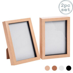 "Nicola Spring A5 (6 X 8"") Photo Frames - Light Wood 3D Photo Frame Picture Frame Box Portrait Display Case (23.5 X 17Cm) Set Of 2" - thumbnail 1