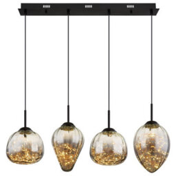 Luminosa Lighting Luminosa Firefly Bar Pendant Ceiling Light Matt Black Smoke Glass Shade 4X Led 3000K - thumbnail 3