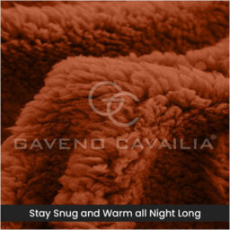 Gc Gaveno Cavailia Teddy Bear Plain Fitted Sheet Single Orange Fleece Thermal Warm Super Soft & Warm Fluffy Fitted Bed Sheet - thumbnail 4