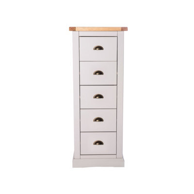 Cabinet Bits Loreo 5 Drawer Narrow Chest Of Drawers Brass Cup Handle - image 1