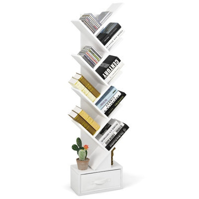 Costway 59 Inch Tree Bookshelf Free-Standing Bookcase With 10 Shelves - image 1