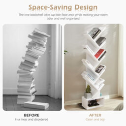 Costway 59 Inch Tree Bookshelf Free-Standing Bookcase With 10 Shelves - thumbnail 8