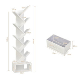 Costway 59 Inch Tree Bookshelf Free-Standing Bookcase With 10 Shelves - thumbnail 2