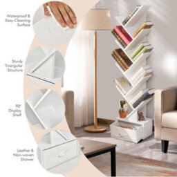 Costway 59 Inch Tree Bookshelf Free-Standing Bookcase With 10 Shelves - thumbnail 5