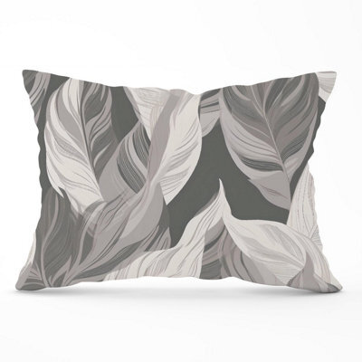 Warren Reed Designer Grey Floral Leaves Cushions 33Cm X 48Cm
