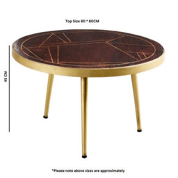 Wyld Haus Bandung Dark Mango Wood And Gold Round Coffee Table - thumbnail 3