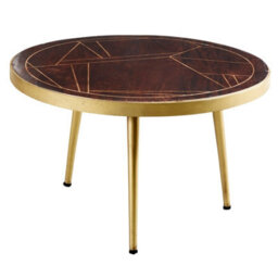 Wyld Haus Bandung Dark Mango Wood And Gold Round Coffee Table - thumbnail 2
