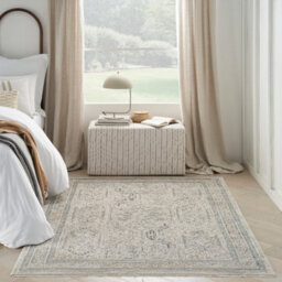 Ivory Grey Traditional Abstract Rug Easy To Clean Dining Room-239Cm X 307Cm - thumbnail 1