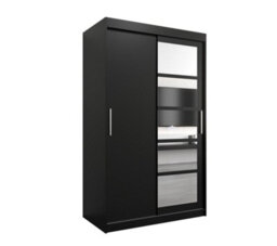 Arte Sleek Black Roma I Sliding Door Wardrobe W1200mm H2000mm D620mm Mirrored Vertical Handles Contemporary Storage Solution - thumbnail 1