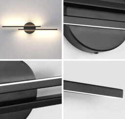Indoor Wall Lamp Led 24W Modern Black 3000K Warm Light Long Sconce - thumbnail 4
