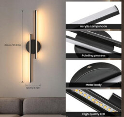 Indoor Wall Lamp Led 24W Modern Black 3000K Warm Light Long Sconce - thumbnail 2